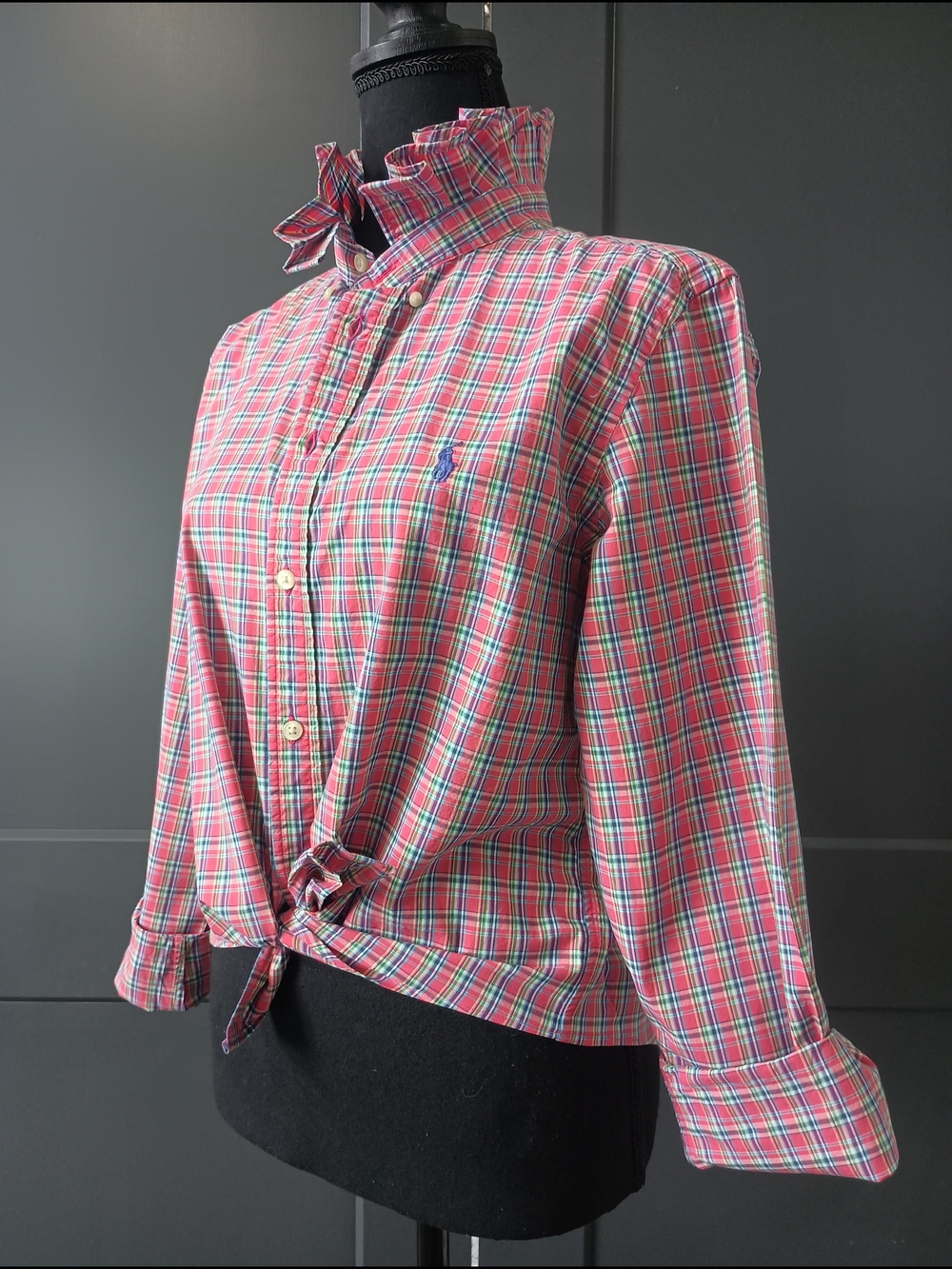 Upcycled Women's Ralph Lauren Ruffled Collar Shirt #080 - Picture 1 of 9